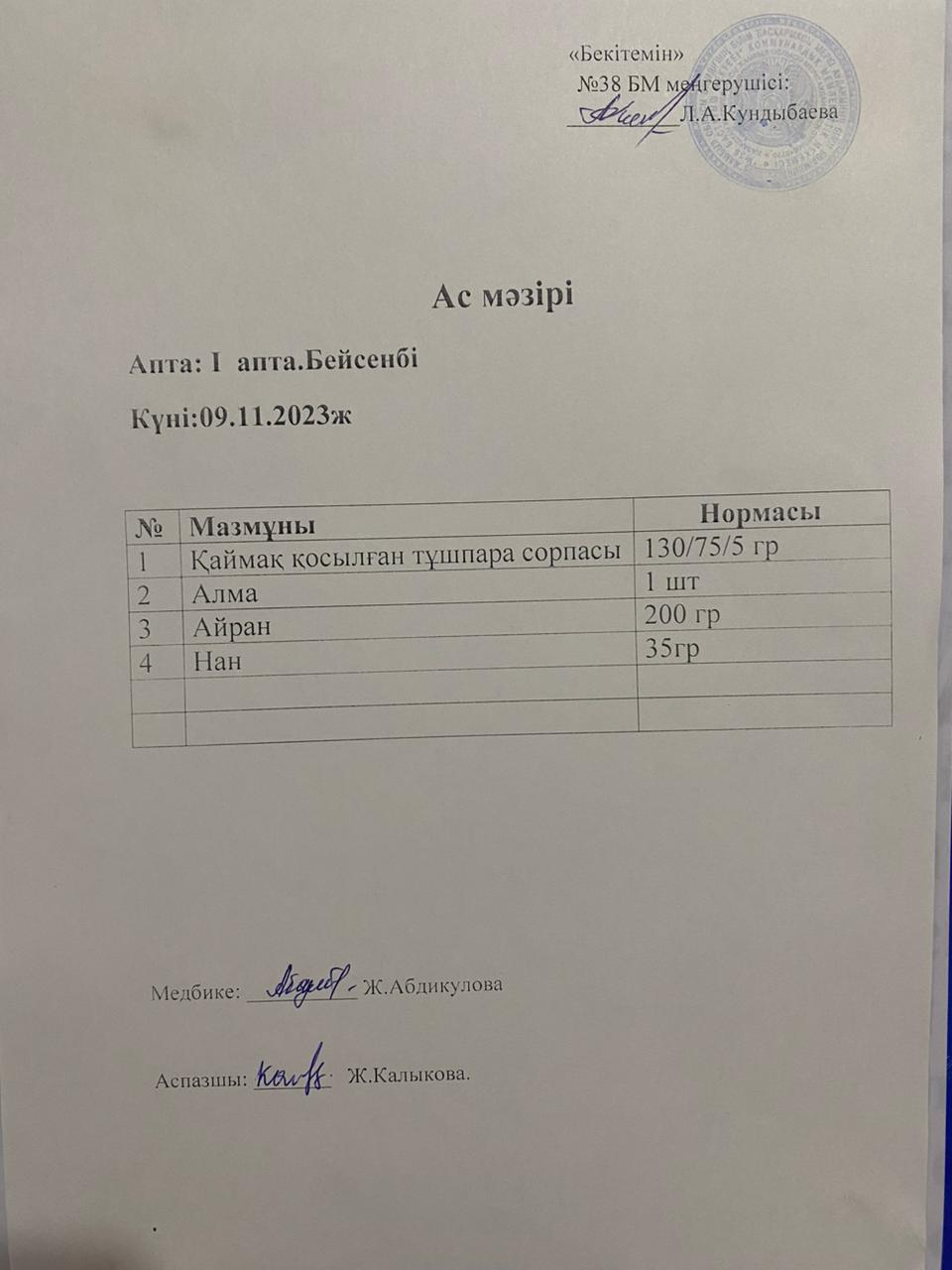 Ас мәзірі