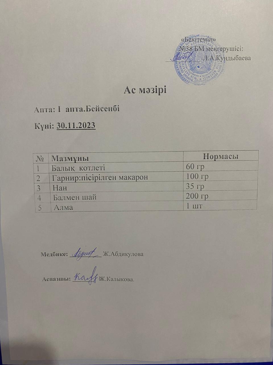 Ас мәзірі