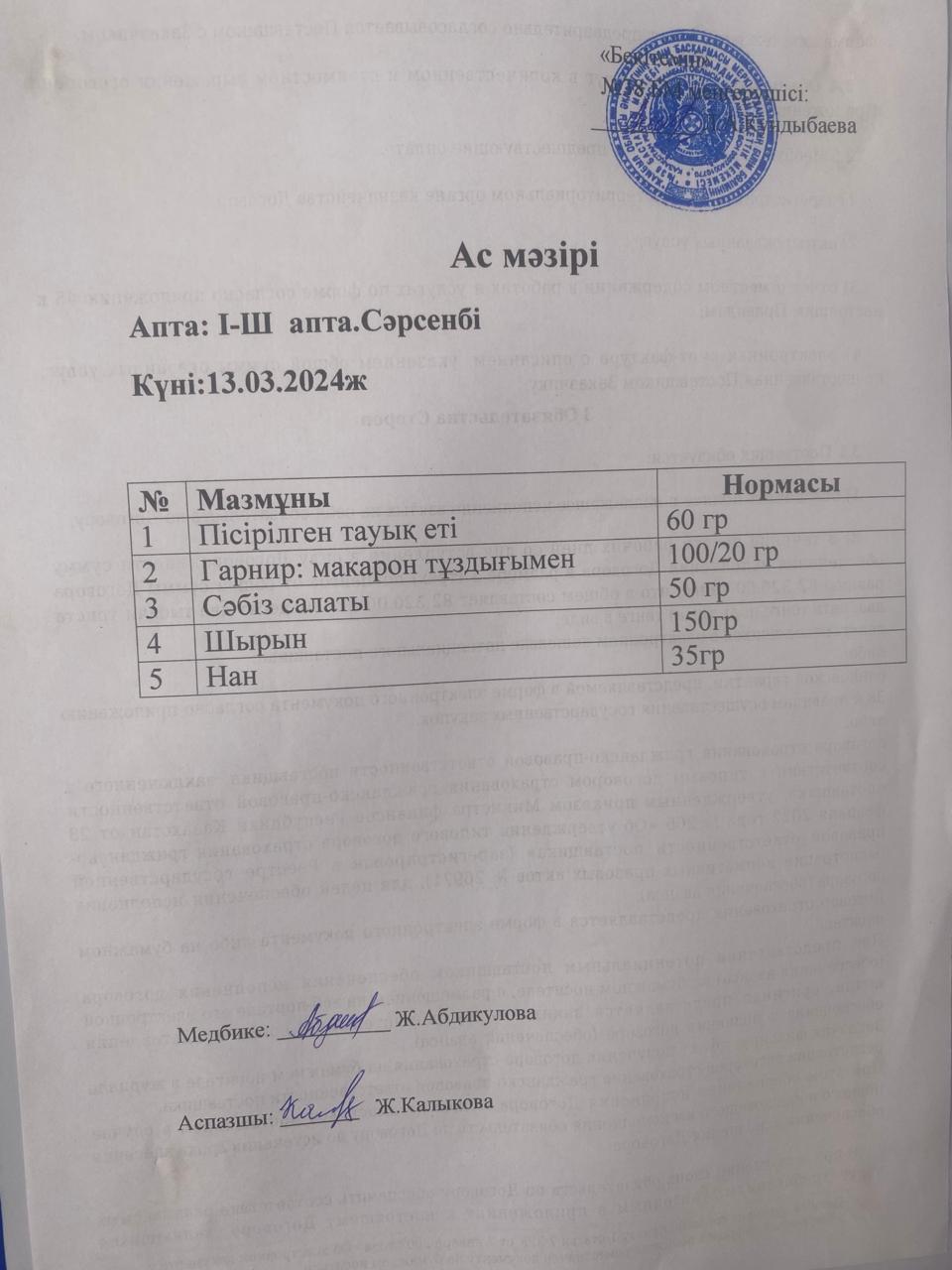 Ас мәзірі