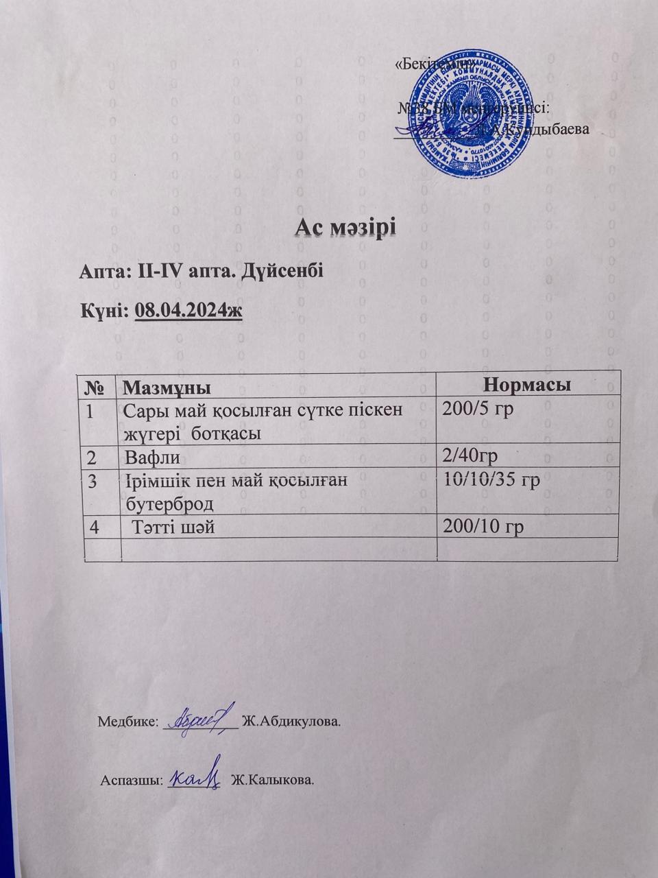 Ас мәзірі