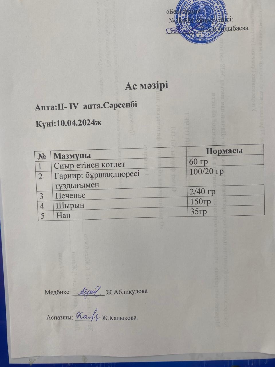 Ас мәзірі