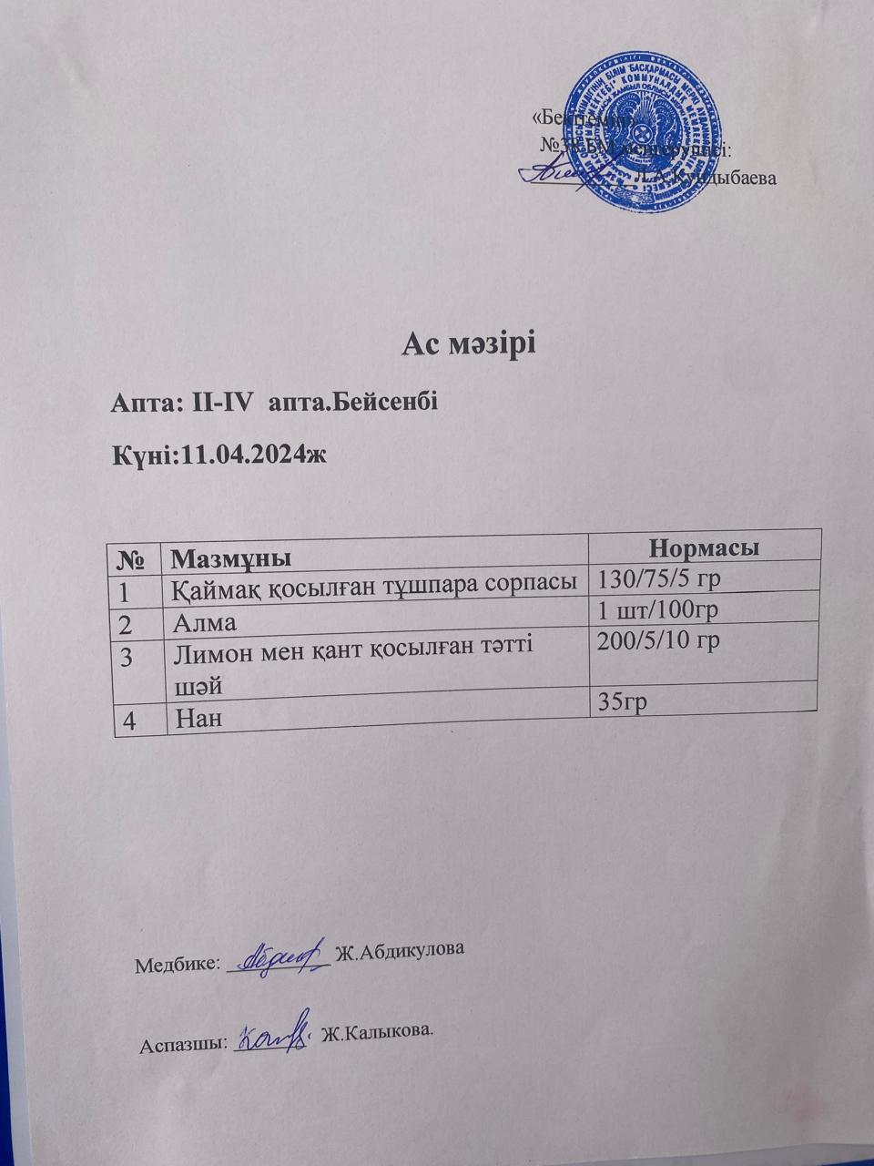 Ас мәзірі