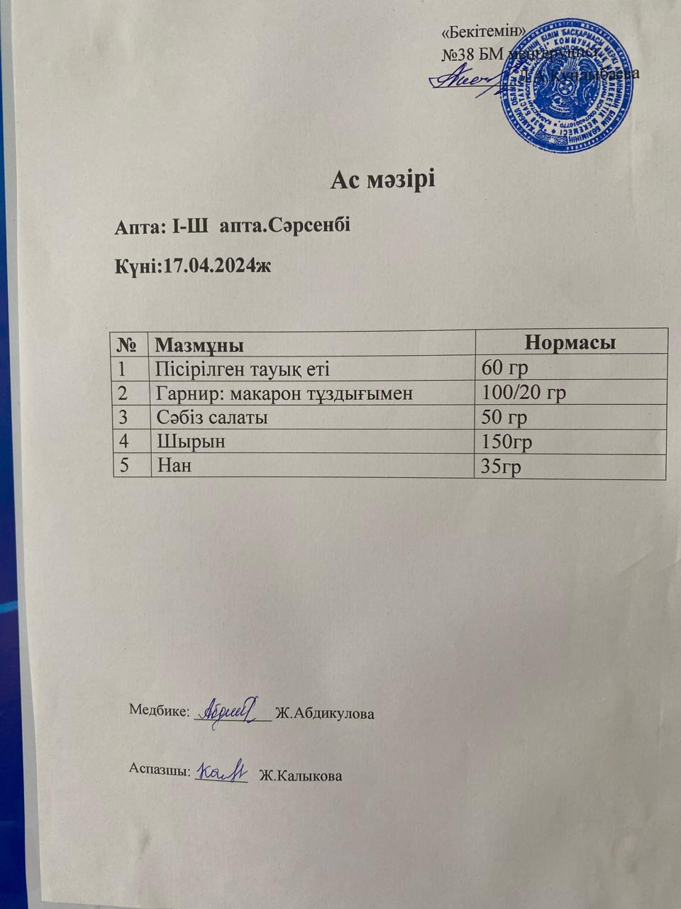 Ас мәзірі