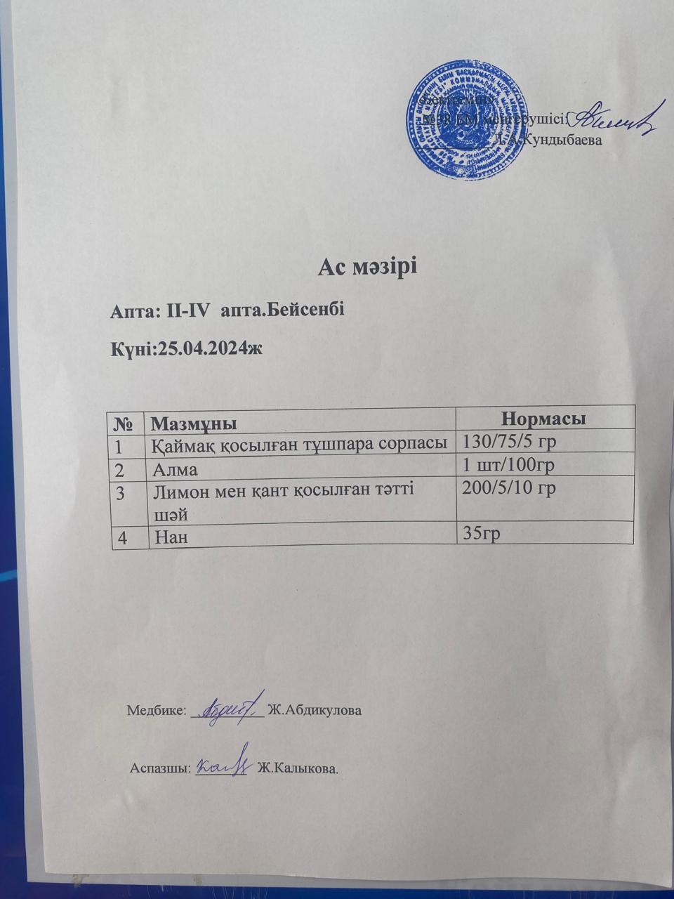Ас мәзірі
