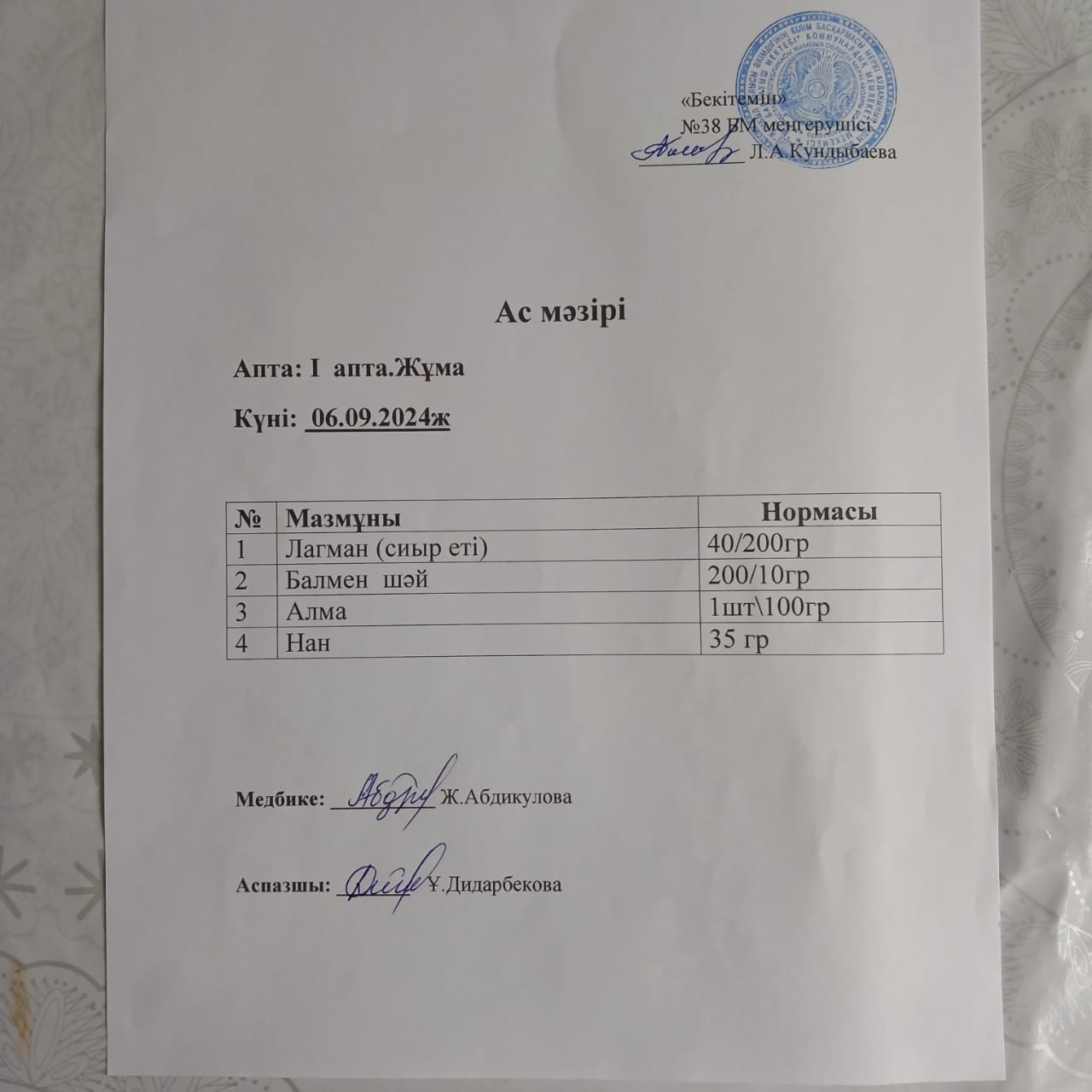 Ас мәзірі